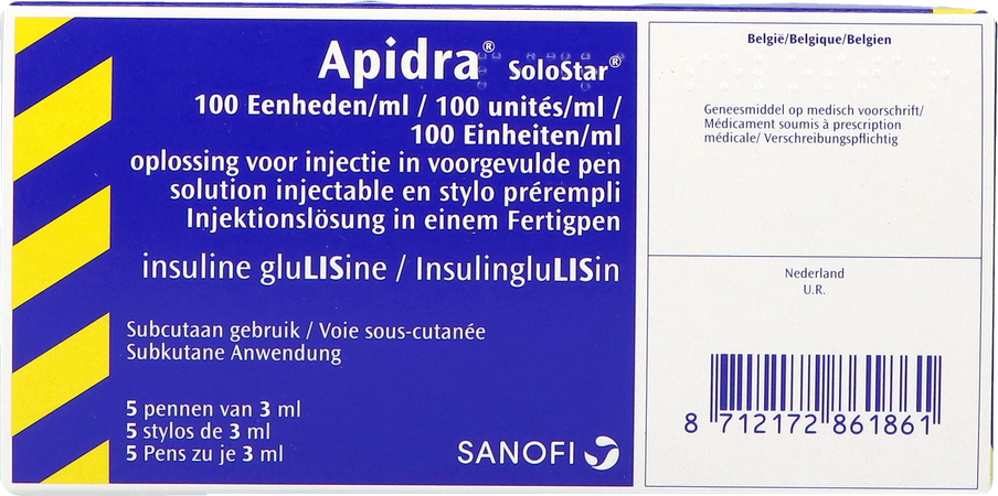 Apidra 100 U/ml Sol Inj Patronen 5x3ml 3