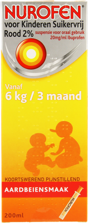 Nurofen Kind Suikervrij Aardbei 2 % 200ml 6