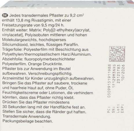 Rivastigmine Viatris 9,5mg/24 Pleister Transder 90 10