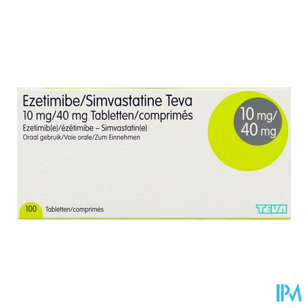 Ezetimibe Simvastatine Teva 10mg/40mg Comp 100 4