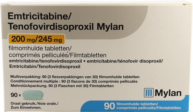 Emtricitab.tenofov.200/245 Mylan Comp Pell. 90 Fl 1