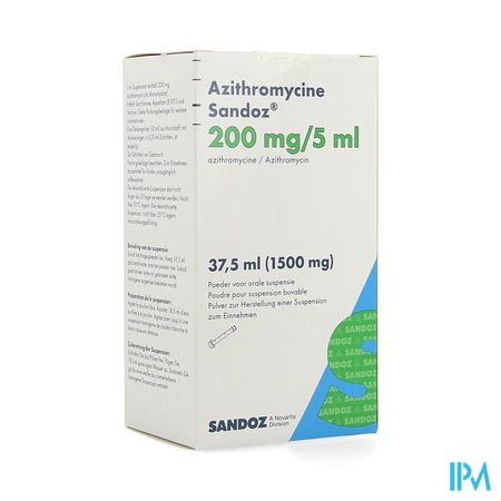 Azithromycine Sandoz 200mg/5ml Pulv Susp Or 37,5ml