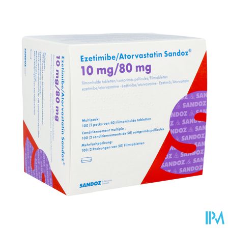 Ezetimibe Atorvastatin Sandoz 10/80mg Comp Pell100