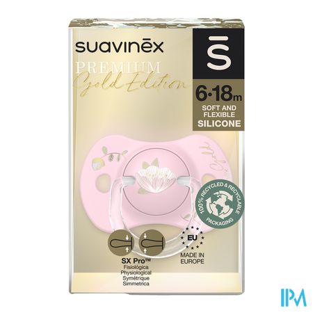 Suavinex Gold Soother Silicone Revers. 6-18m Pink 1
