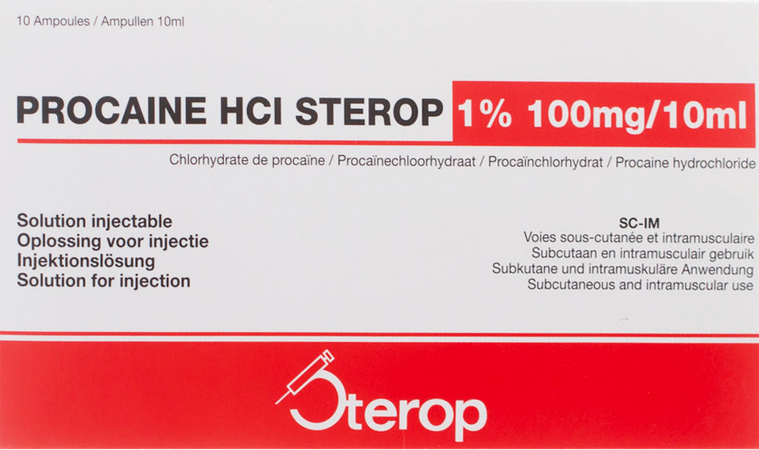 Procaine Hcl Sterop 1% Amp 10 X 100mg/10ml 1