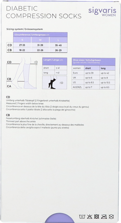 Sigvaris Diabetic Vrouw Kniekous l Short Wit 3