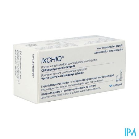 Ixchiq inj. opl. (pdr. + oplosm.) i.m. flac. + voorgev. spuit 1 dosis + 0.5 ml