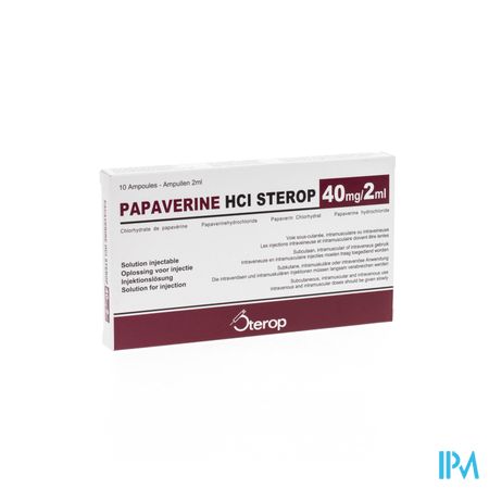 Papaverine Hcl Amp 10 X 40mg/2ml