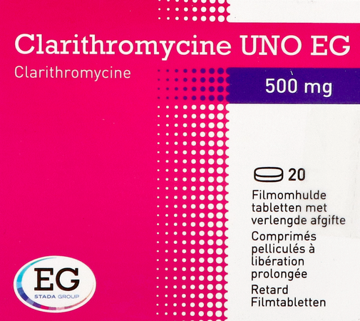 Clarithromycine Uno EG 500Mg Comp Pell 20X500Mg 2