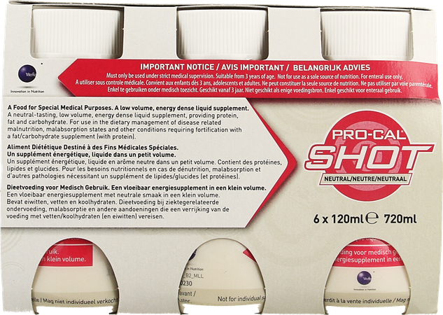 Pro-cal Shot Neutraal 6x120ml 2