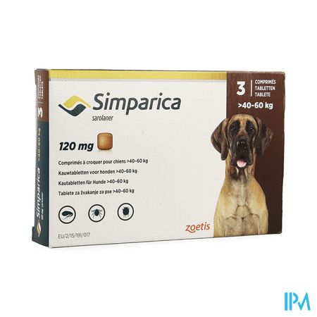 Simparica 120mg Hond 40-60kg Kauwtabl 3