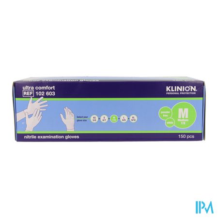 Klinion Gants Nitrile 24cm Blanc M 150 1