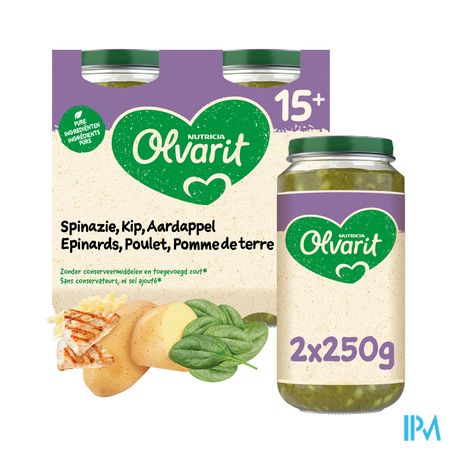 Olvarit Spinazie Kip Aardappel 2x250g 15m02