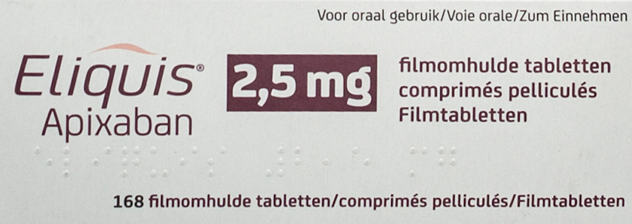 Eliquis 2,5mg Filmomh Tabl 168 X 2,5mg 1
