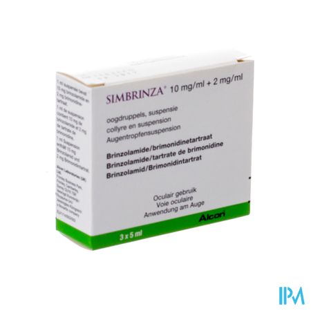 Simbrinza 10mg/ml + 2mg/ml Oogdruppels Susp 3x5ml