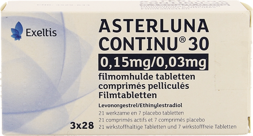 Asterluna Continu 30 0,15mg/0,03mg Comp Pell3x21+7 1