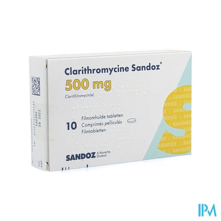 Clarithromycine Sandoz 500mg Comp Pell 10