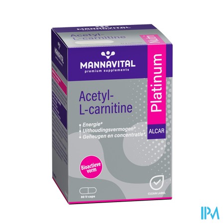 Mannavital Acetyl l-carnitine Platinum V-caps 60