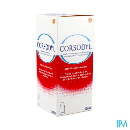 Corsodyl 2mg/ml Solution Bain Bouche 300ml