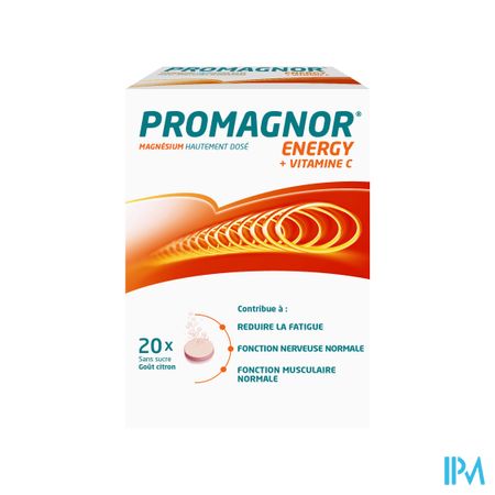 Promagnor Magnésium 400mg + 180mg Vitamine C  (20 Comprimés Effervescents)