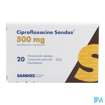 Ciprofloxacine Sandoz 500mg Tabl 20 Pvc/alu 1