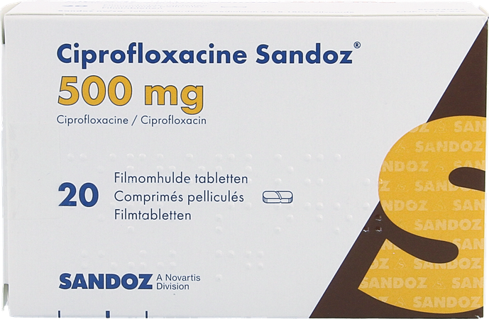 Ciprofloxacine Sandoz 500mg Tabl 20 Pvc/alu 1
