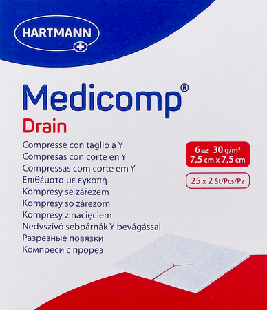 Medicomp Drain 7,5x7,5cm 6l.st25x2 P/s 1