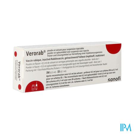 Verorab Pdr+solv Opl Inj 0,5ml+voorgev.spuit+naald
