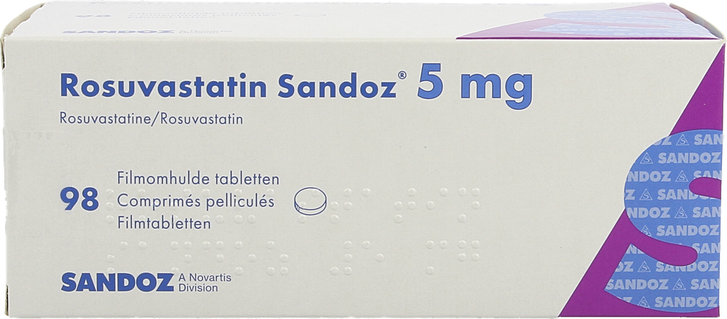 Rosuvastatin Sandoz 5mg Comp Pell 98 Opa/alu/pvc 2