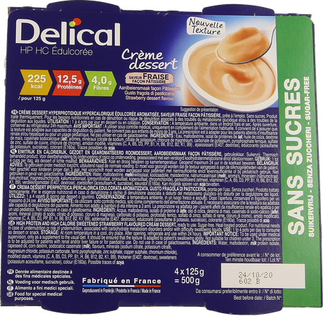 Delical Creme Dessert Hp-hc Z/suik. Aardbei 4x124g 1