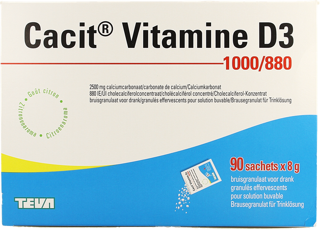 Cacit Vit. D3 1000mg/880ie Bruisgranul. Zakje 90 1