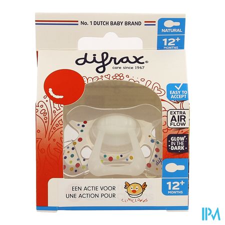 Difrax Fopspeen Natural 12m+ Cliniclowns 1