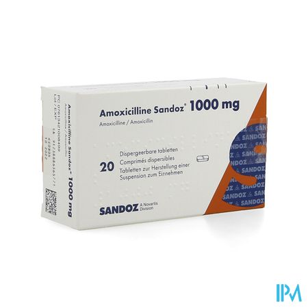 Amoxicilline Sandoz 1000mg Tabl Disp 20