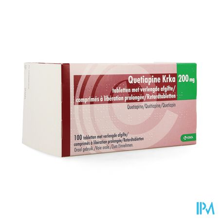 Quetiapine Krka 200mg Verlengde Afgifte Tabl 100