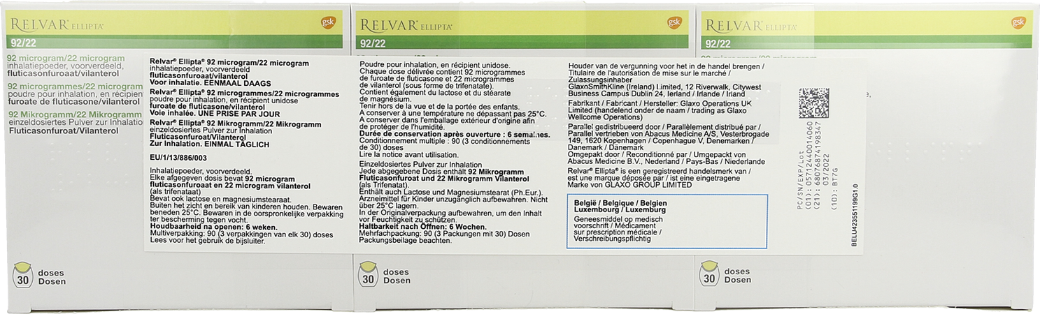 Relvar Ellipta 92/22mcg Abacus Pdr Inhal 3x30dose 2