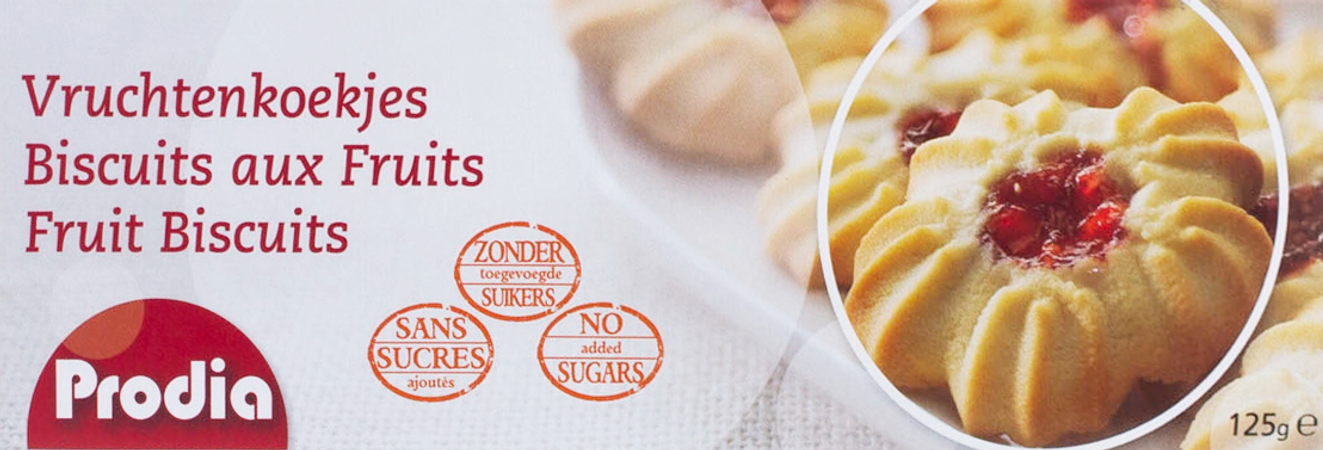 Prodia Vruchtenkoekje + Zoetstof 125g 6265 1