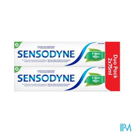 Sensodyne Fresh Mint Dentifrice Tube 2x75ml