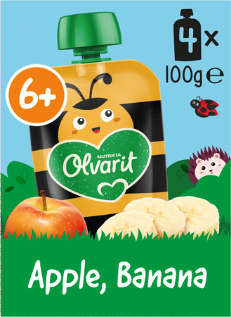 Olvarit Gourde 6m+ Pomme, Banane 4x100g 1
